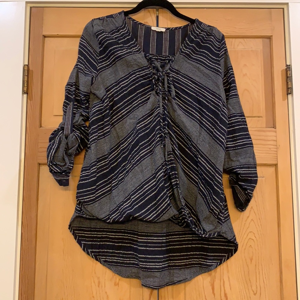 Navy and white striped 3/4 sleeve top